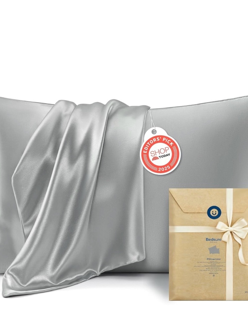 Silver Grey Satin Pillowcase - Queen